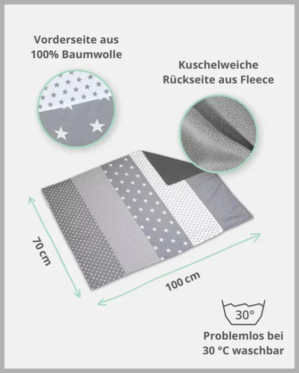 ULLENBOOM -Kuscheldecke Babydecke GRAUE STERNE – Bild 7