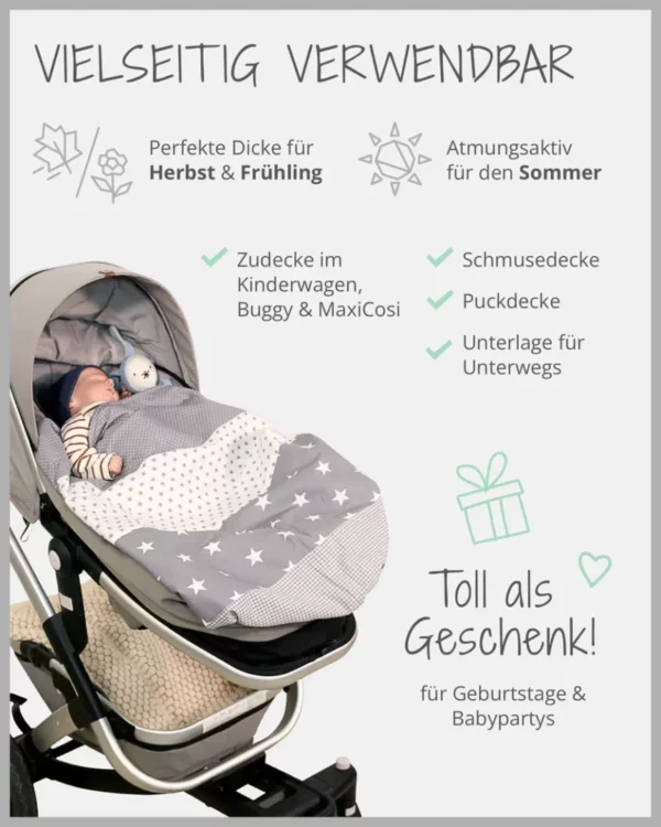 ULLENBOOM -Kuscheldecke Babydecke GRAUE STERNE – Bild 4